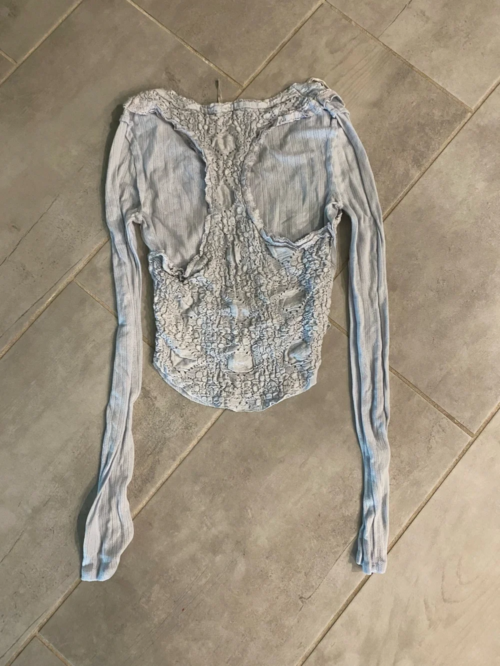 Free people Blue Lace-Front Women's Long Sleeve Top